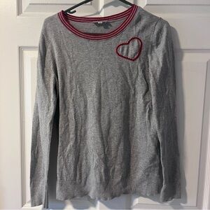 LOFT Outlet Gray Sweater with Red Accents
